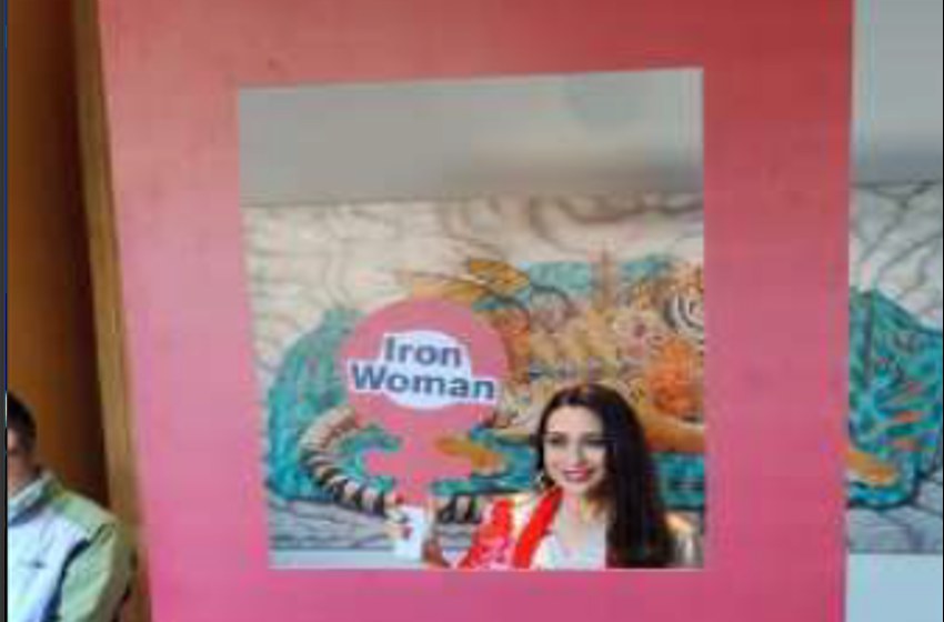 Iron Woman photo booth standee at the Yatra activation